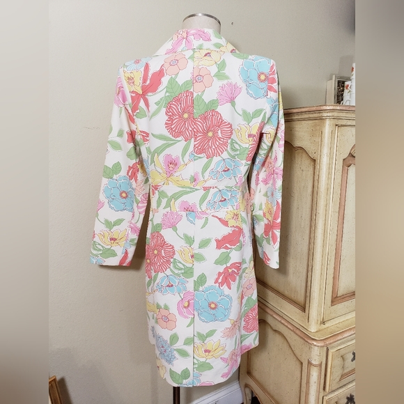Willi Smith Floral Trench Coat, 100% Cotton, Women's Medium, Long Coat - Picture 3 of 7